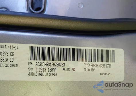 2015 Dodge Charger Se from USA, damaged, VIN 2C3CDXBG1FH726723